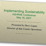 Front Cover of the Implementing Sustainability presentation