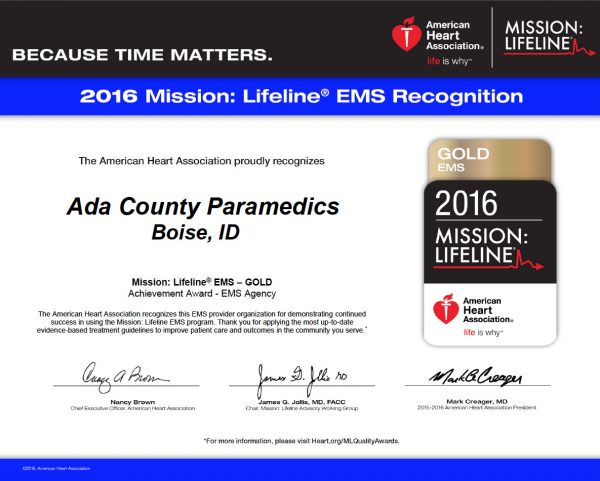 EMS recognition certificate
