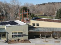 Aerial Office shot showing the buildings solar panels