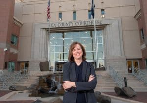 Chief Deputy Shawna Dunn stands in front of the Ada County Courthouse