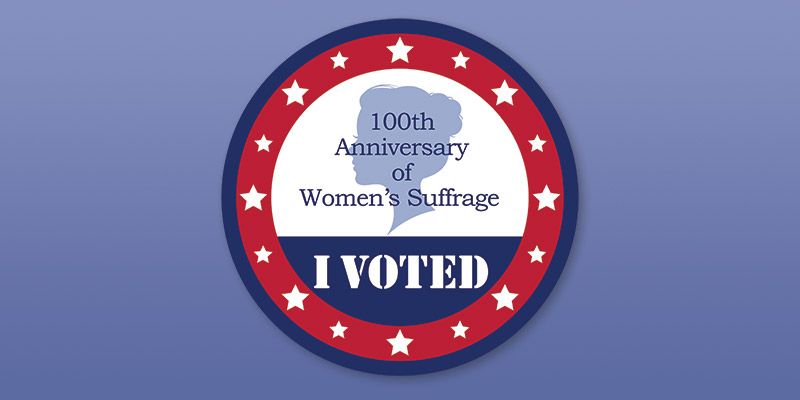 Winning Sticker design of women Suffrage Voted