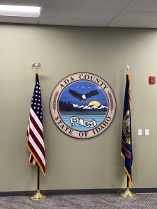 US Flag and Ada County Seal